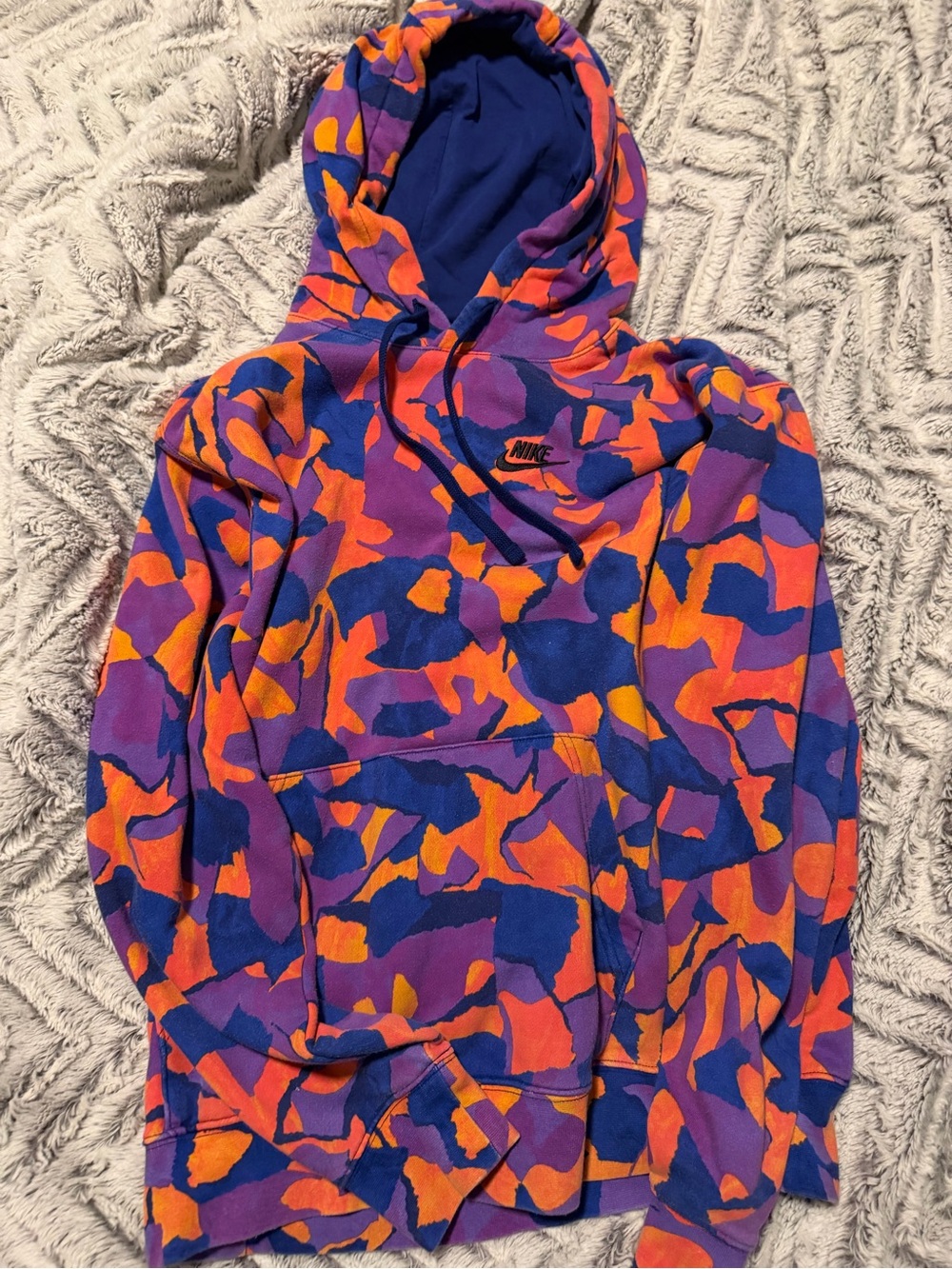 Nike Men’s Purple Orange Blue Camo Crewneck Hoodie